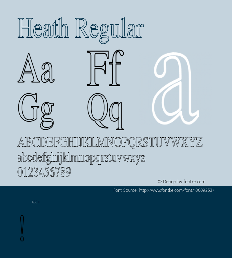 Heath Regular Unknown Font Sample