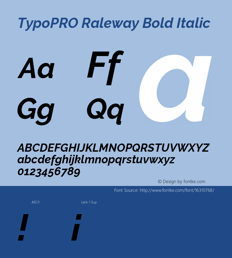 TypoPRO Raleway Bold Italic Version 3.000; ttfautohint (v0.96) -l 8 -r 28 -G 28 -x 14 -w 