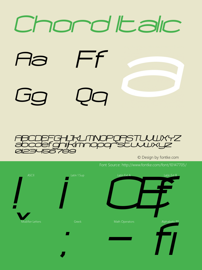 Chord Italic Version 001.000 Font Sample