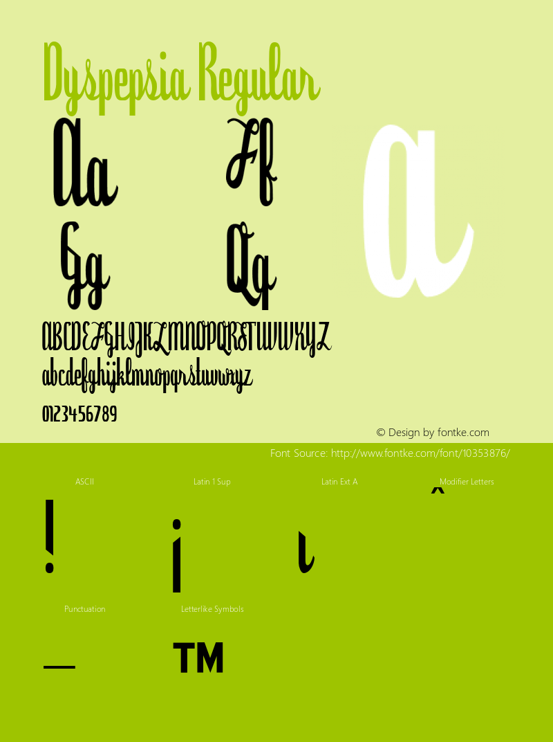 Dyspepsia Regular OTF 3.000;PS 001.001;Core 1.0.29 Font Sample