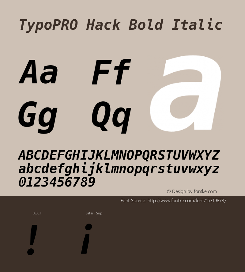 TypoPRO Hack Bold Italic Version 2.018 Font Sample