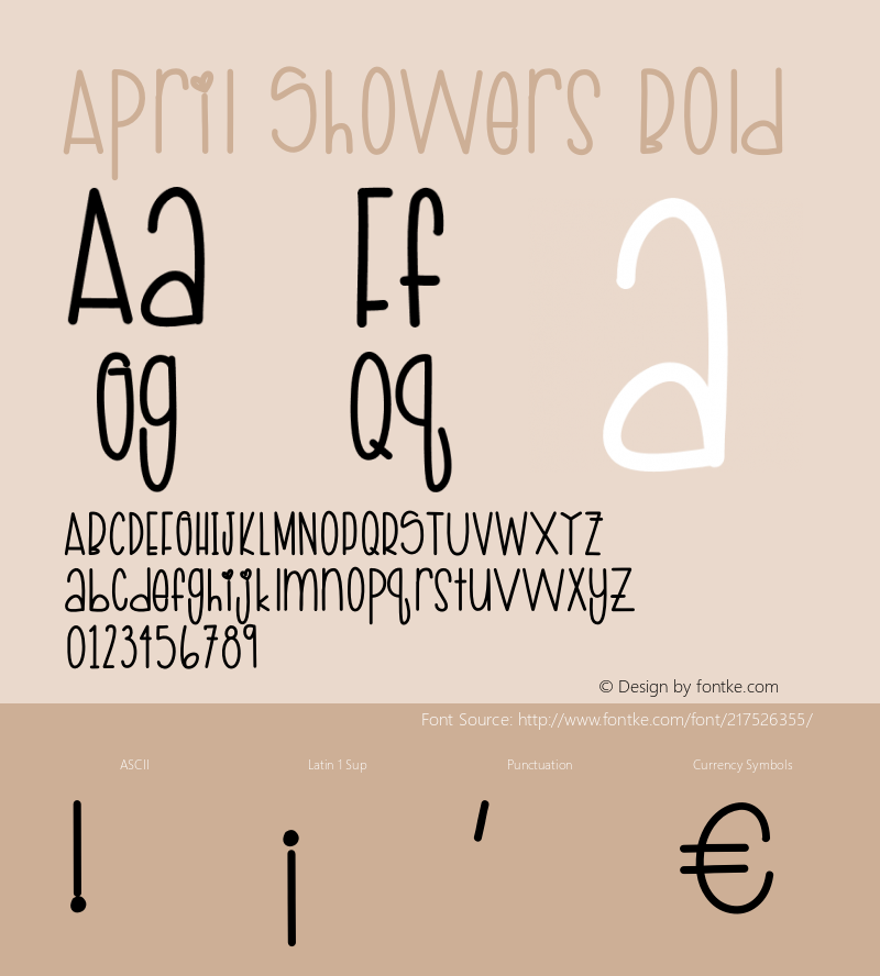 April Showers Bold Version 1.000;PS 001.000;hotconv 1.0.88;makeotf.lib2.5.64775图片样张