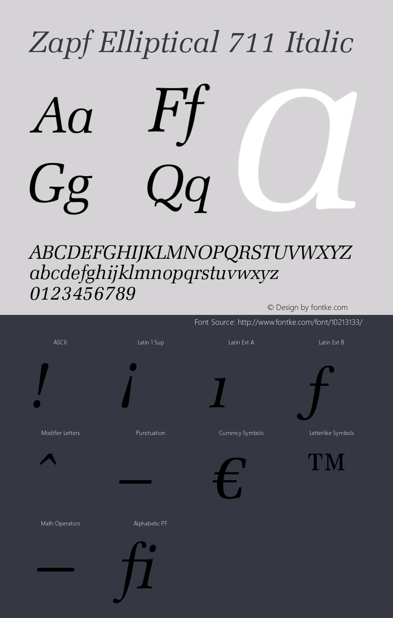 Zapf Elliptical 711 Italic 003.001 Font Sample