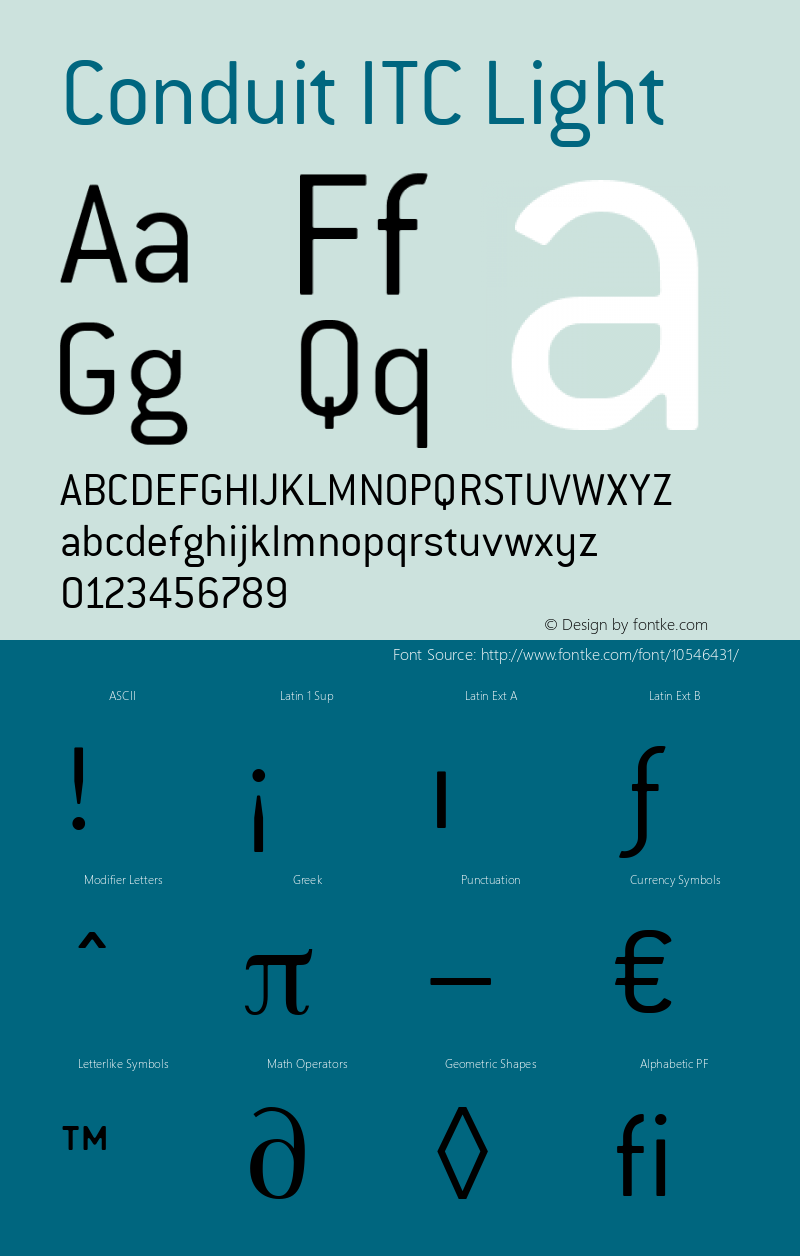 Conduit ITC Light Version 002.000 Font Sample