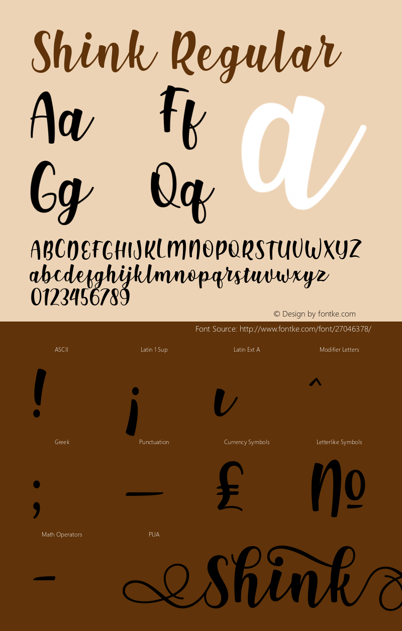 Shink Version 1.00;July 14, 2018 Font Sample