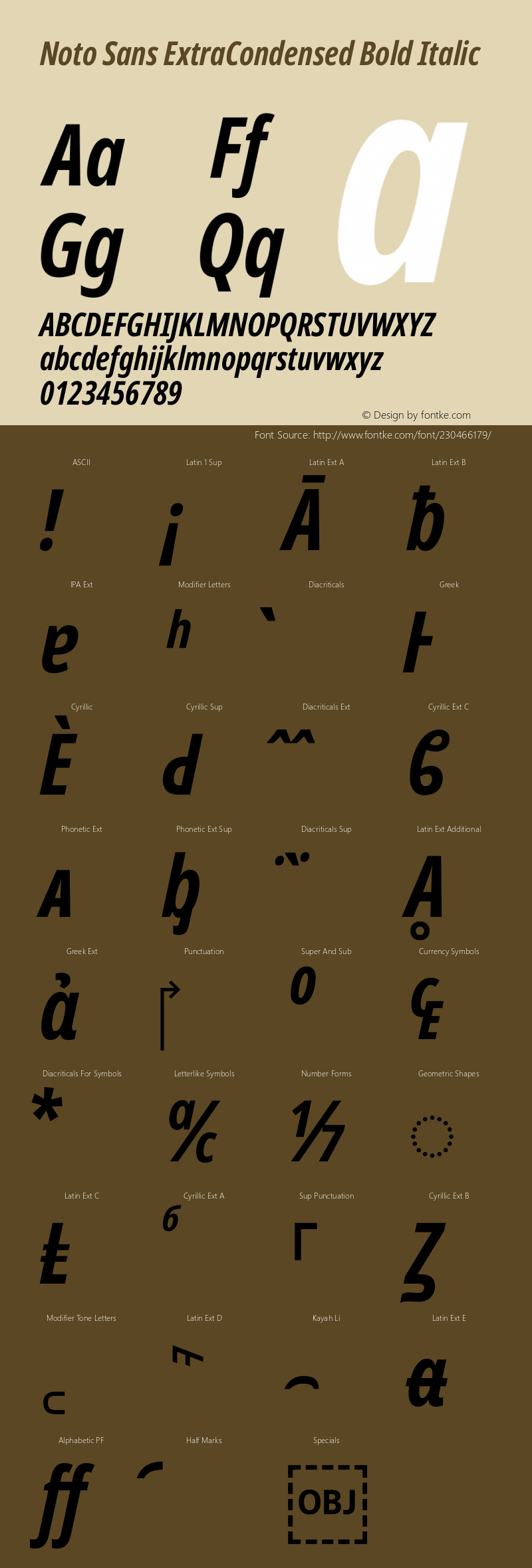 Noto Sans ExtraCondensed Bold Italic Version 2.008图片样张