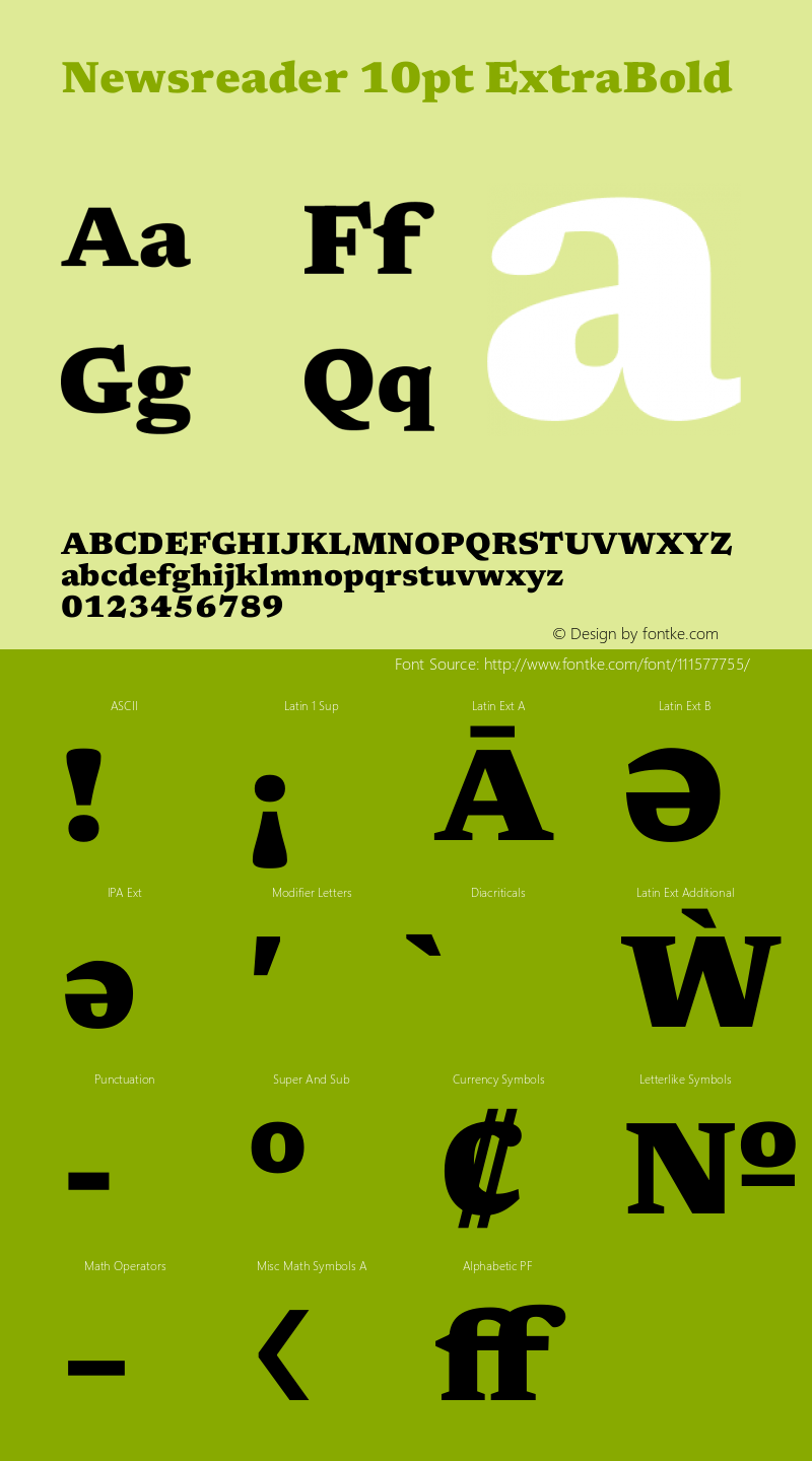 Newsreader 10pt ExtraBold Version 1.003 Font Sample