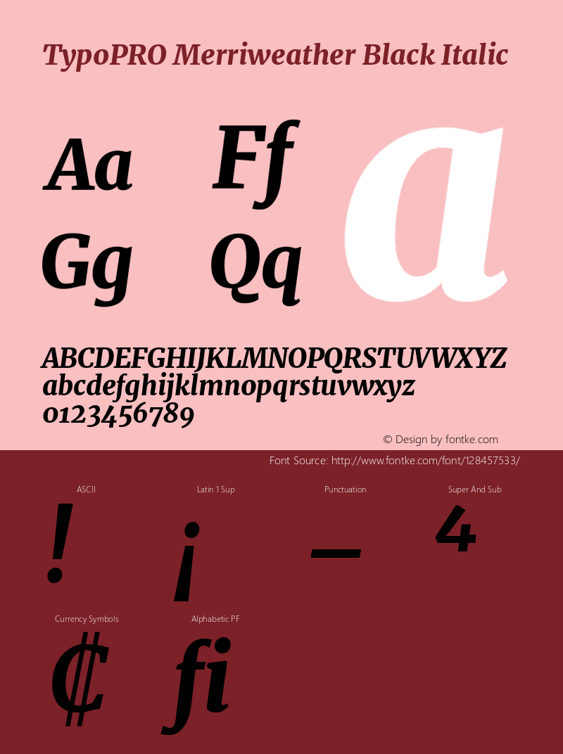 TypoPRO Merriweather Black Italic Version 2.002 Font Sample