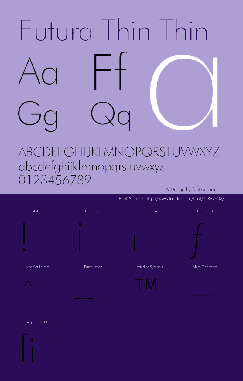 Futura Thin Thin Version 1.000 Font Sample