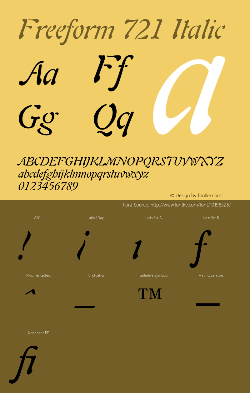 Freeform 721 Italic 2.0-1.0 Font Sample