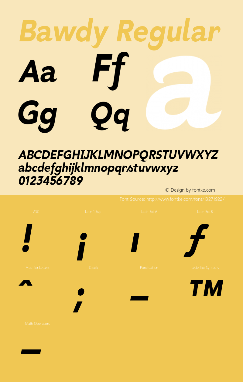 Bawdy Regular Version 1.00 Font Sample