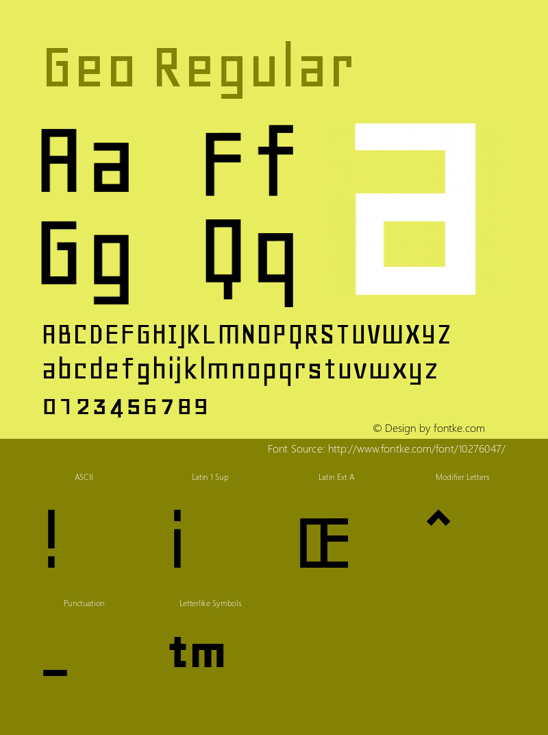 Geo Regular Version 001.1 Font Sample