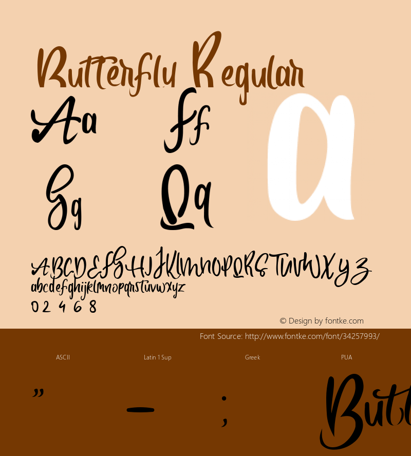 Butterfly Version 1.00;July 18, 2019;FontCreator 11.5.0.2422 64-bit Font Sample