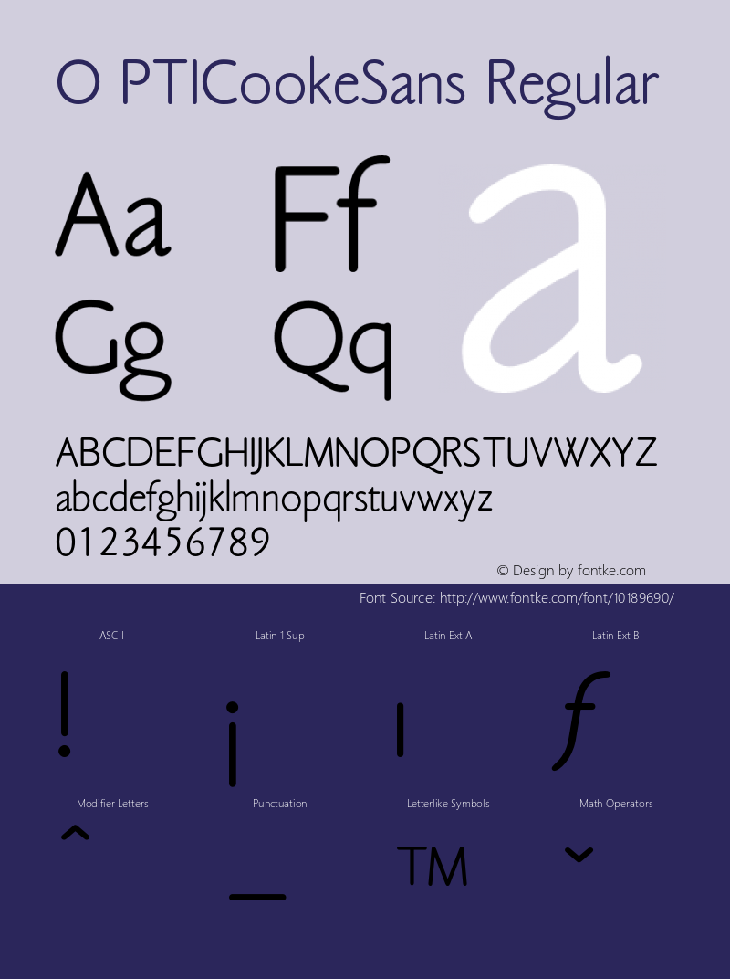 O PTICookeSans Regular 001.000 Font Sample