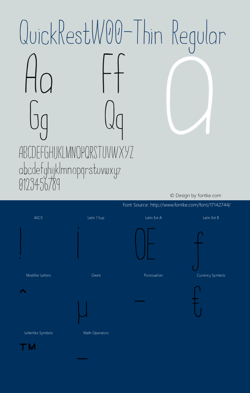 QuickRestW00-Thin Regular Version 1.00 Font Sample