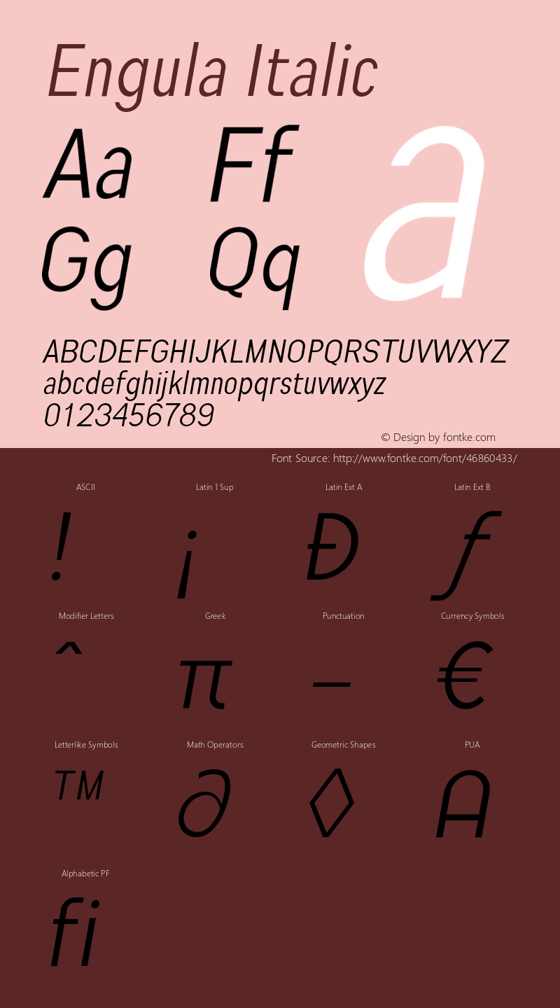 Engula Italic Version 1.000 Font Sample