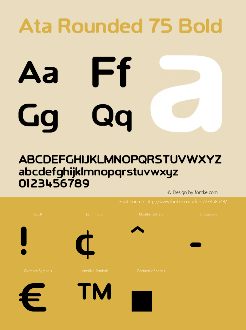 AtaRounded-75Bold Version 1.000 Font Sample