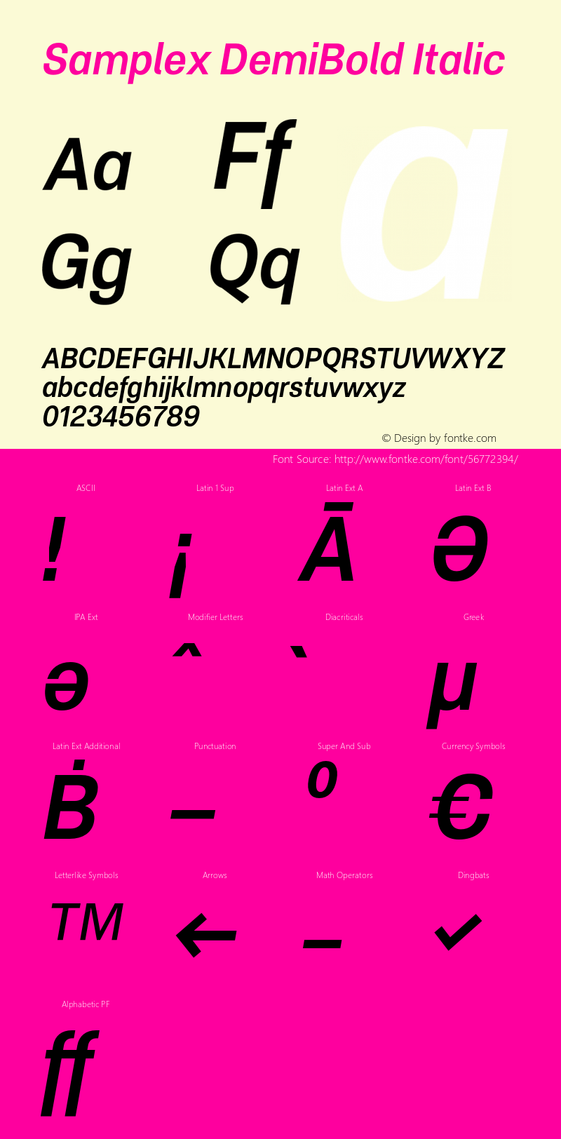 Samplex DemiBold Italic Version 1.000;hotconv 1.0.109;makeotfexe 2.5.65596 Font Sample