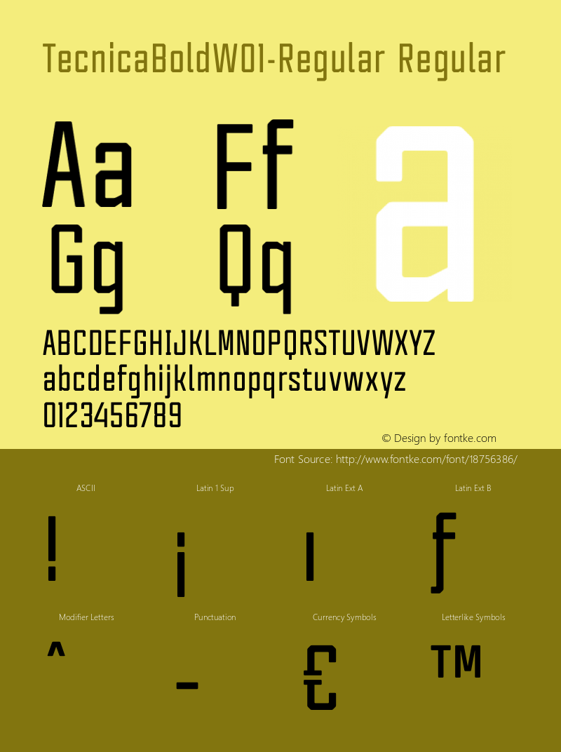 TecnicaBoldW01-Regular Regular Version 1.10 Font Sample