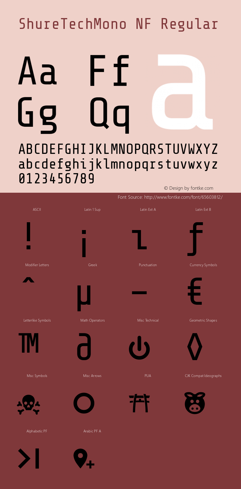 Shure Tech Mono Nerd Font Complete Mono Windows Compatible Version 1.003 Font Sample