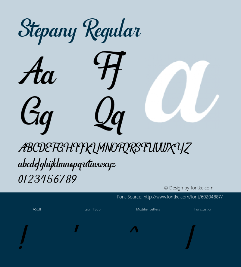 Stepany Version 1.000 Font Sample