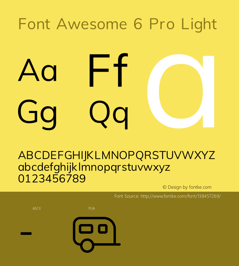 Font Awesome 6 Pro Light 393.216 (Font Awesome version: 6.0.0-alpha2) Font Sample
