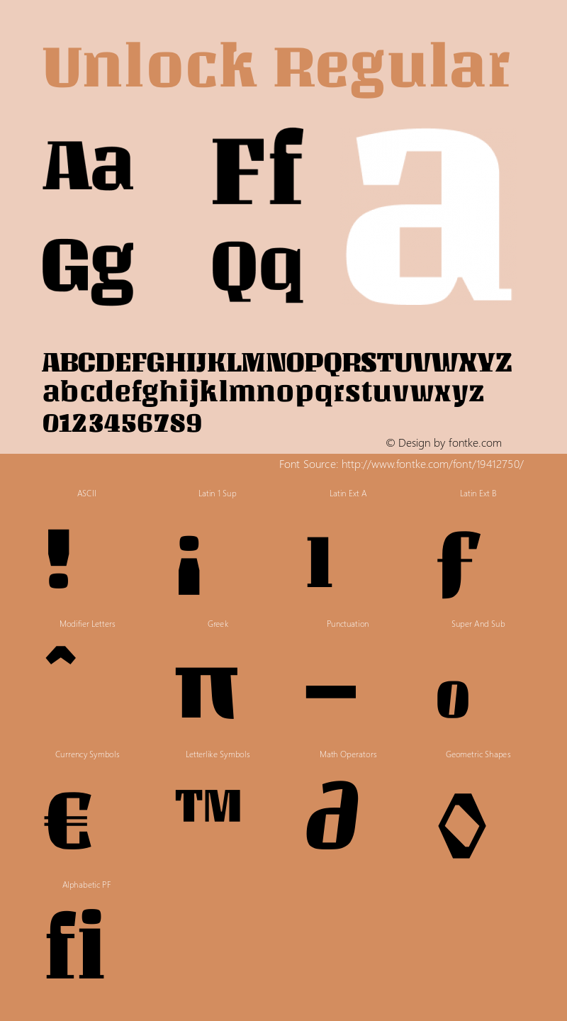 Unlock-Regular Version 1.002 Font Sample