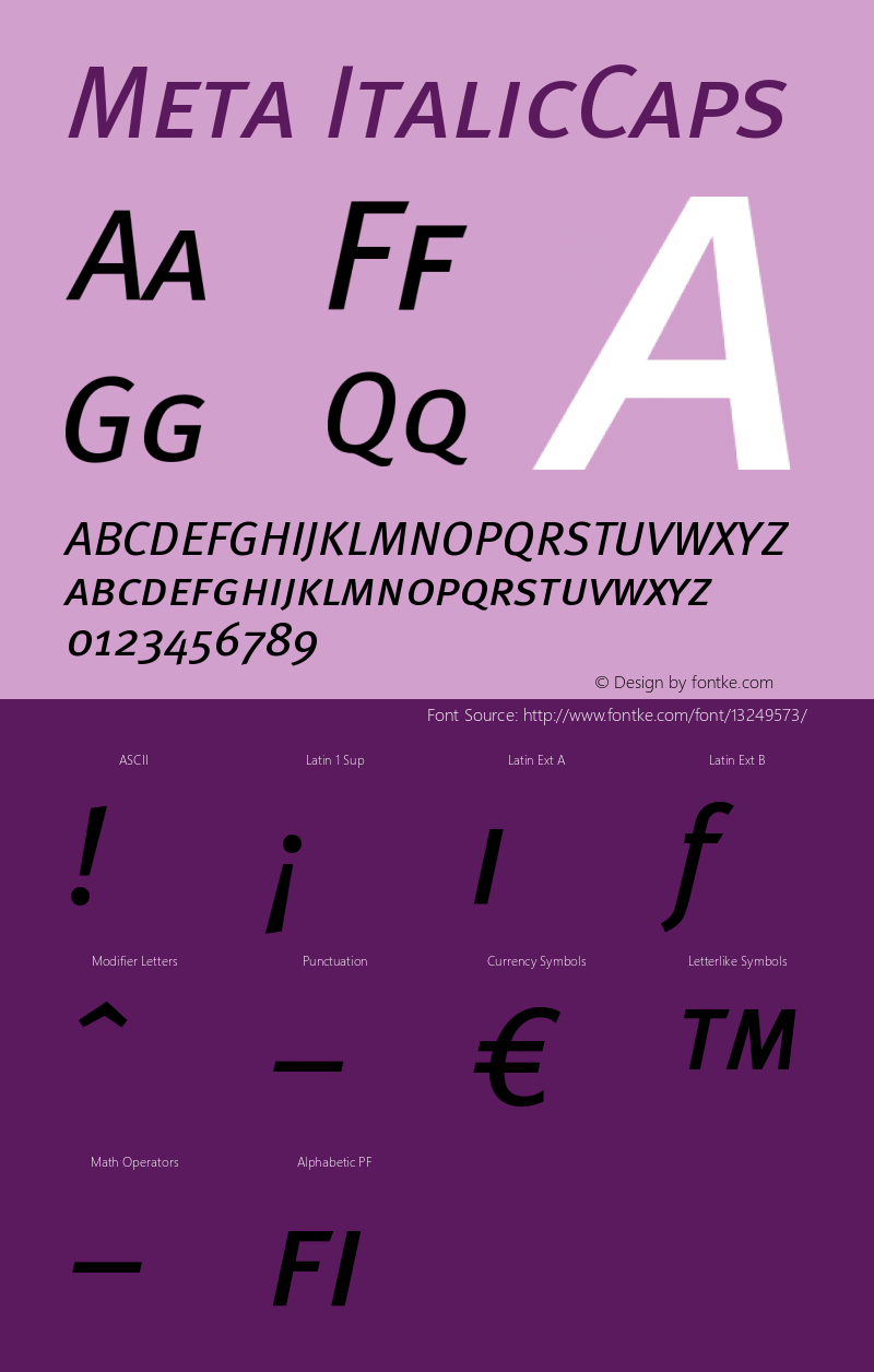 Meta ItalicCaps Version 004.301 Font Sample