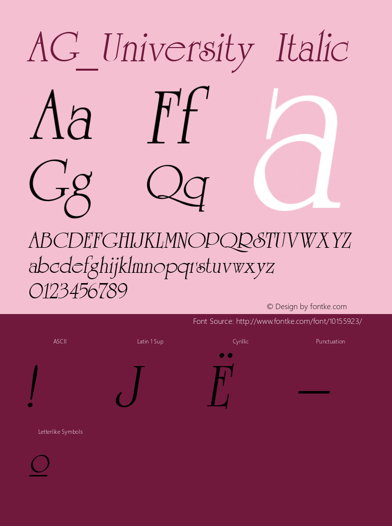 AG_University Italic 001.000 Font Sample