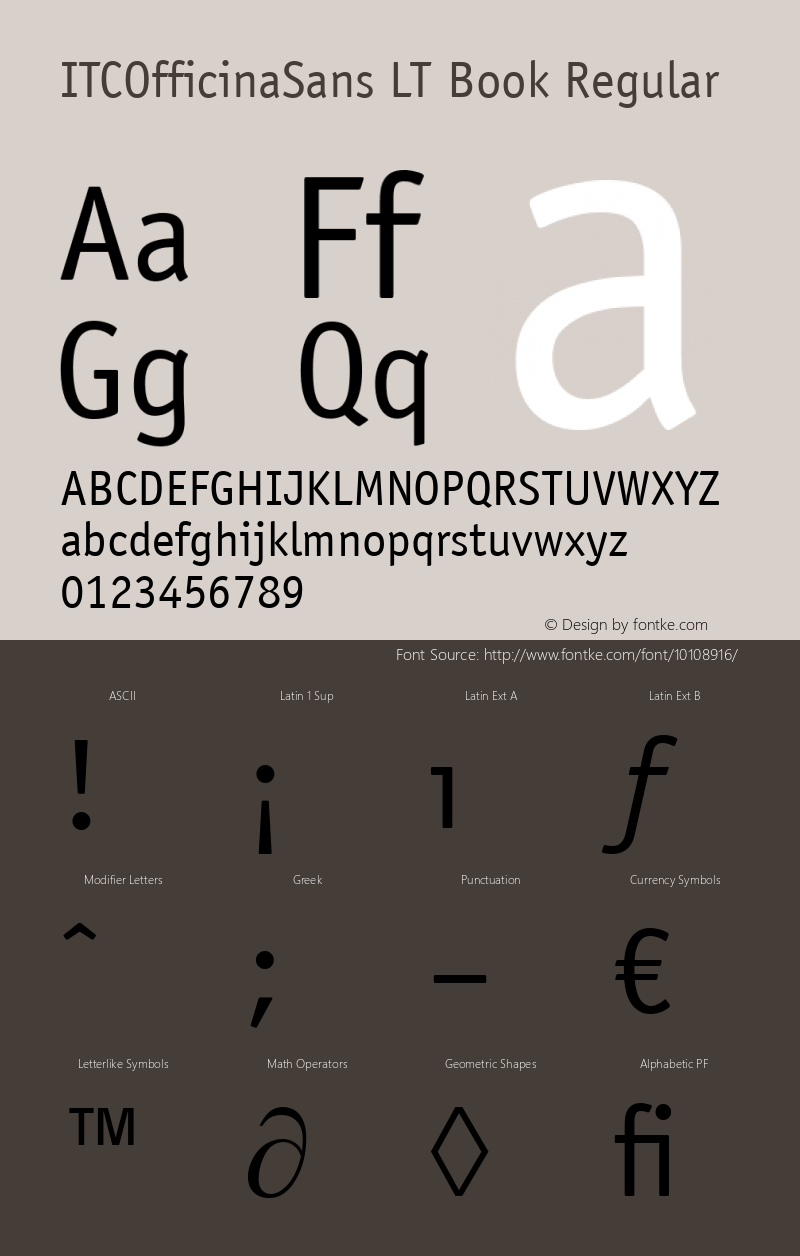 ITCOfficinaSans LT Book Regular Version 6.1; 2002 Font Sample