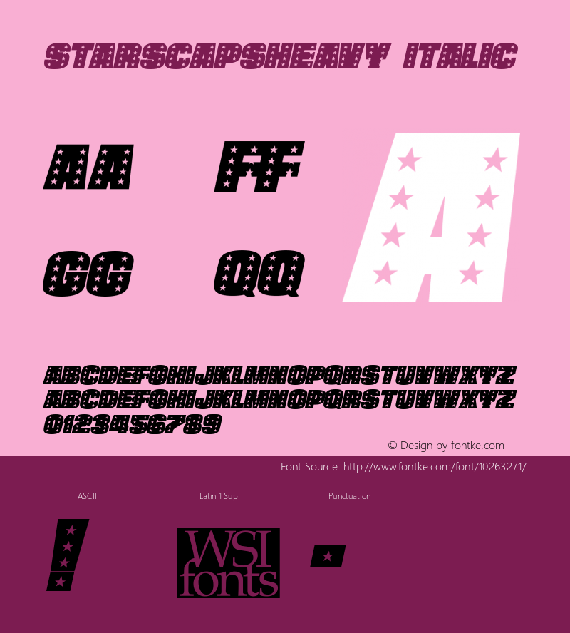 StarsCapsHeavy Italic Macromedia Fontographer 4.1 7/1/96 Font Sample