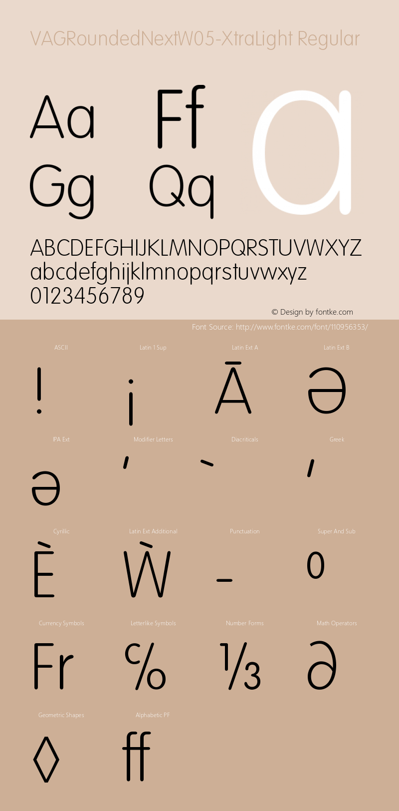VAG Rounded Next W05 ExtraLight Version 1.00 Font Sample