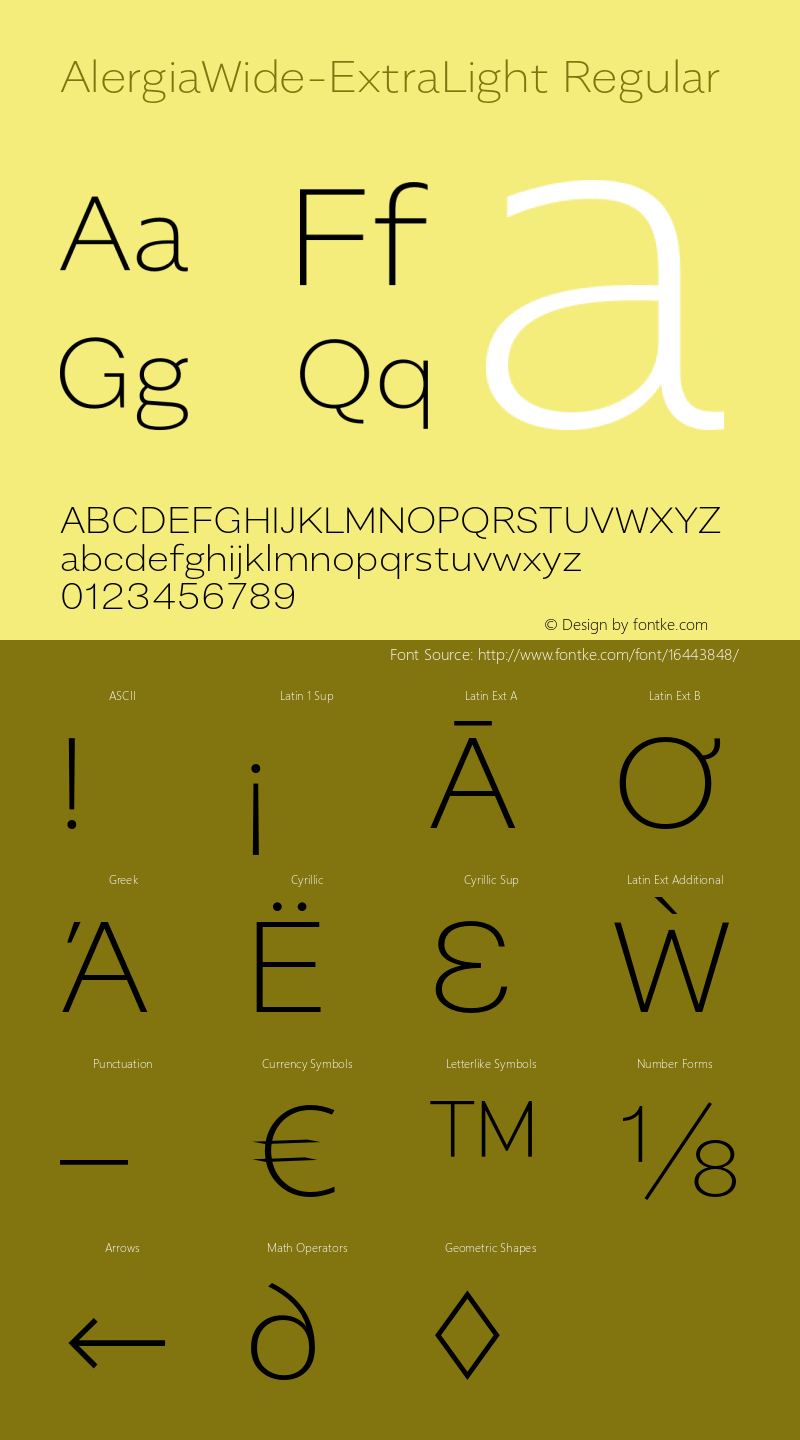 AlergiaWide-ExtraLight Regular Version 1.0 Font Sample