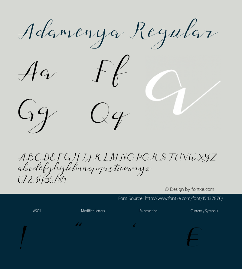 Adamenya Regular Version 001.001 Font Sample