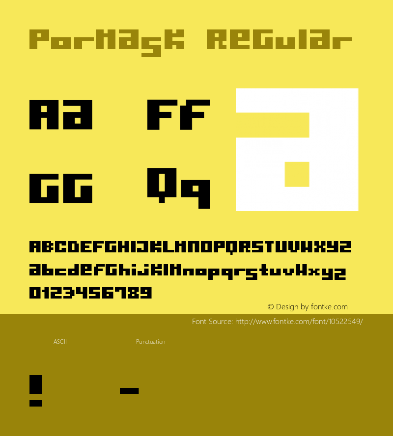 Pormask Regular Macromedia Fontographer 4.1.5 04/04/02 Font Sample