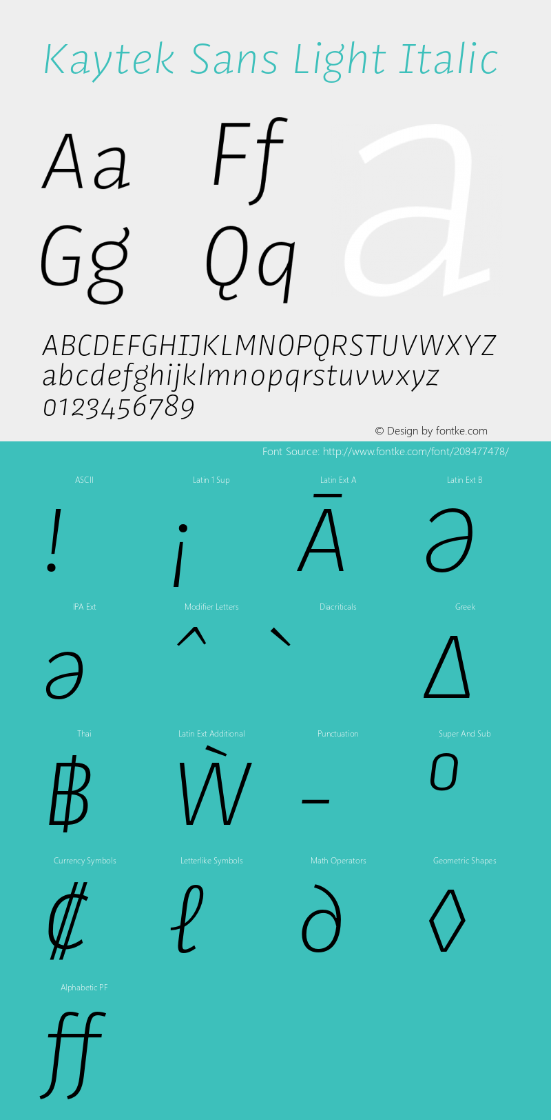 Kaytek Sans Light Italic Version 1.00, build 6, s3图片样张