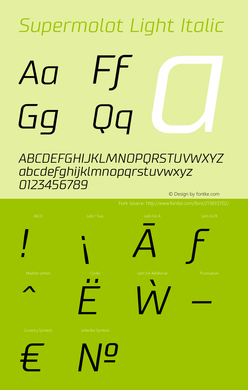 Supermolot-LightItalic Version 1.000图片样张