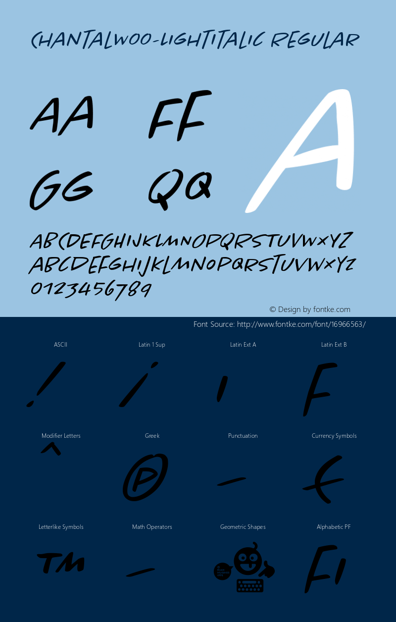 ChantalW00-LightItalic Regular Version 2.00 Font Sample