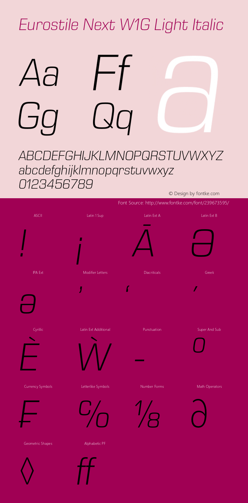 Eurostile Next W1G Light Italic Version 1.00图片样张