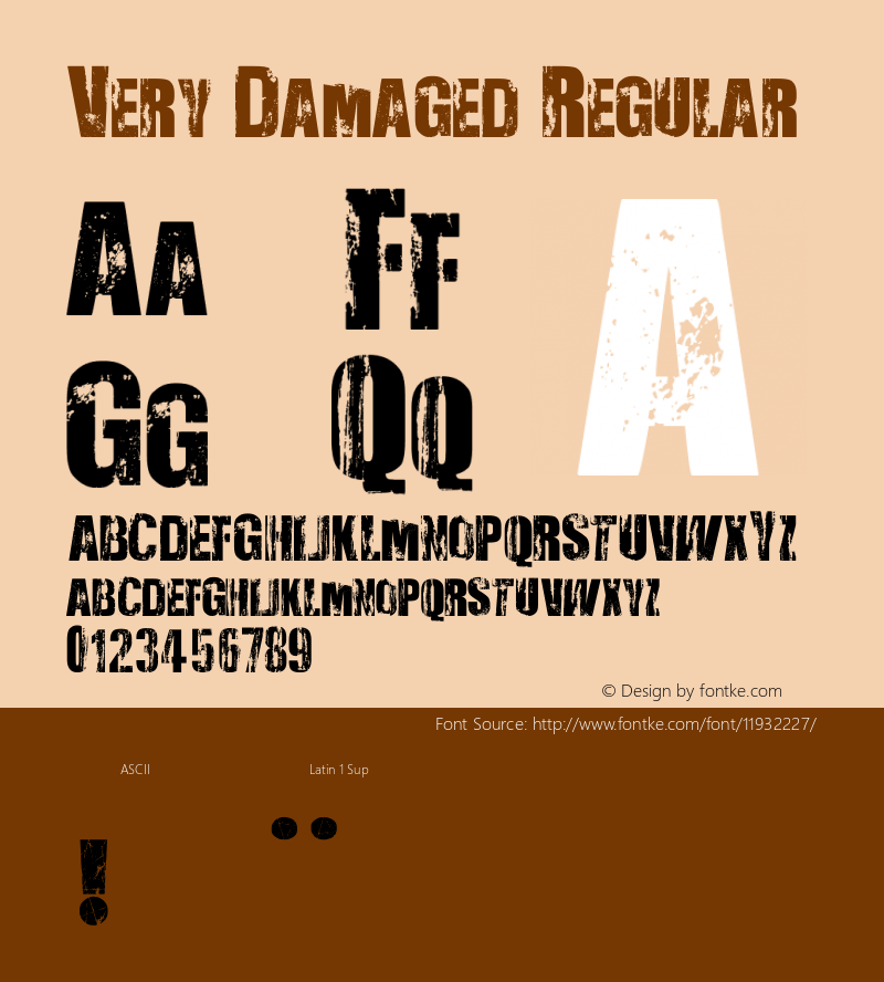 Very Damaged Regular Version 1.52 February 25, 2010 Font Sample