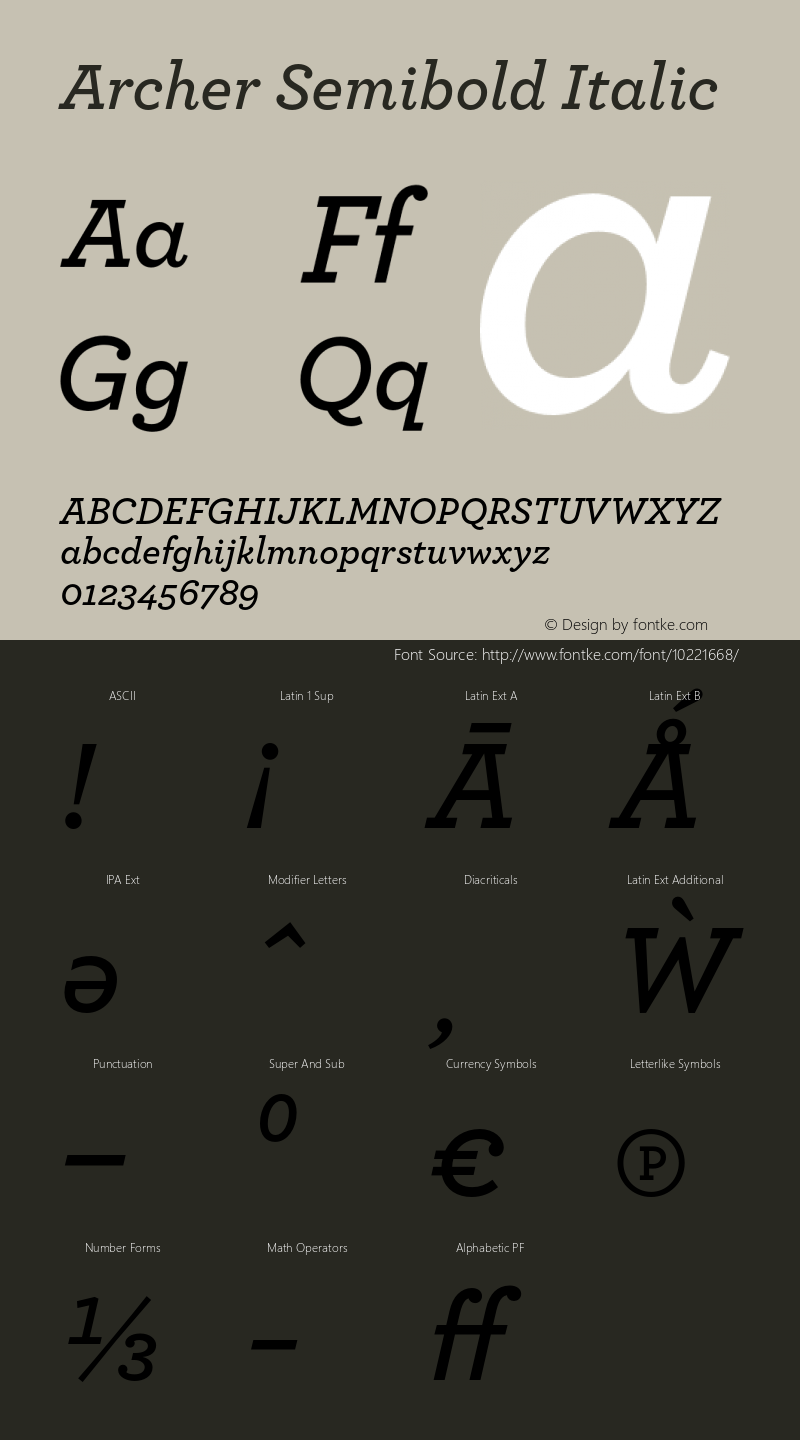 Archer Semibold Italic Version 1.200 Pro Font Sample