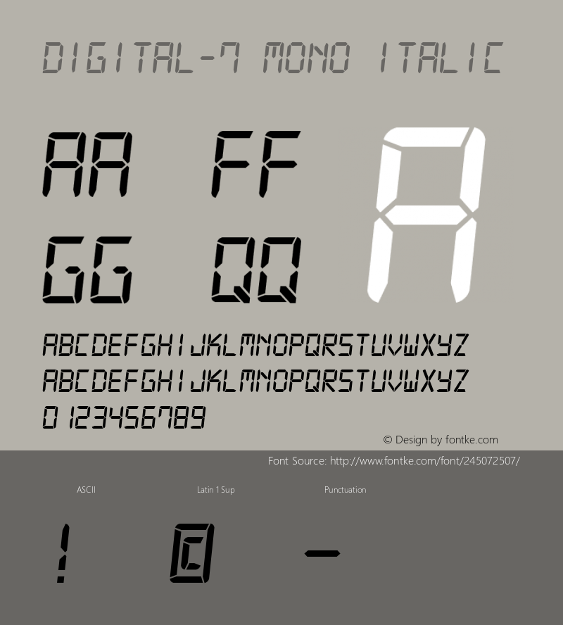 Digital-7 MonoItalic Version 1.100图片样张