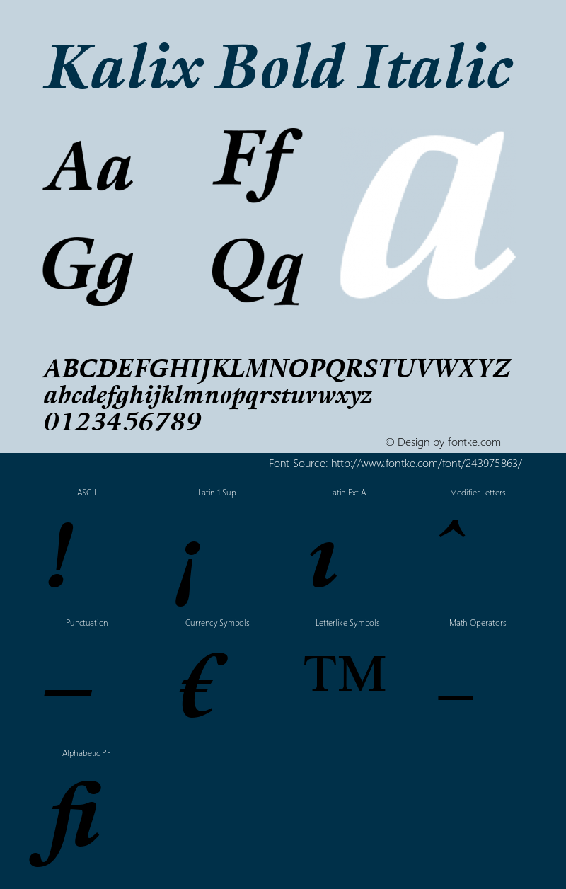 Kalix Bold Italic Version 1.00图片样张