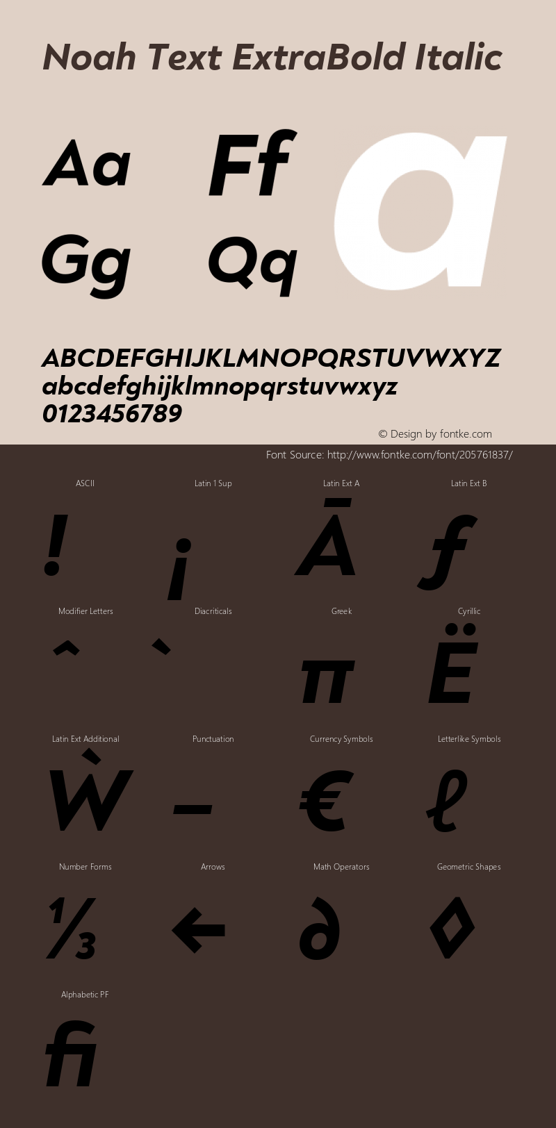 Noah Text ExtraBold Italic Version 1.000; ttfautohint (v1.8)图片样张