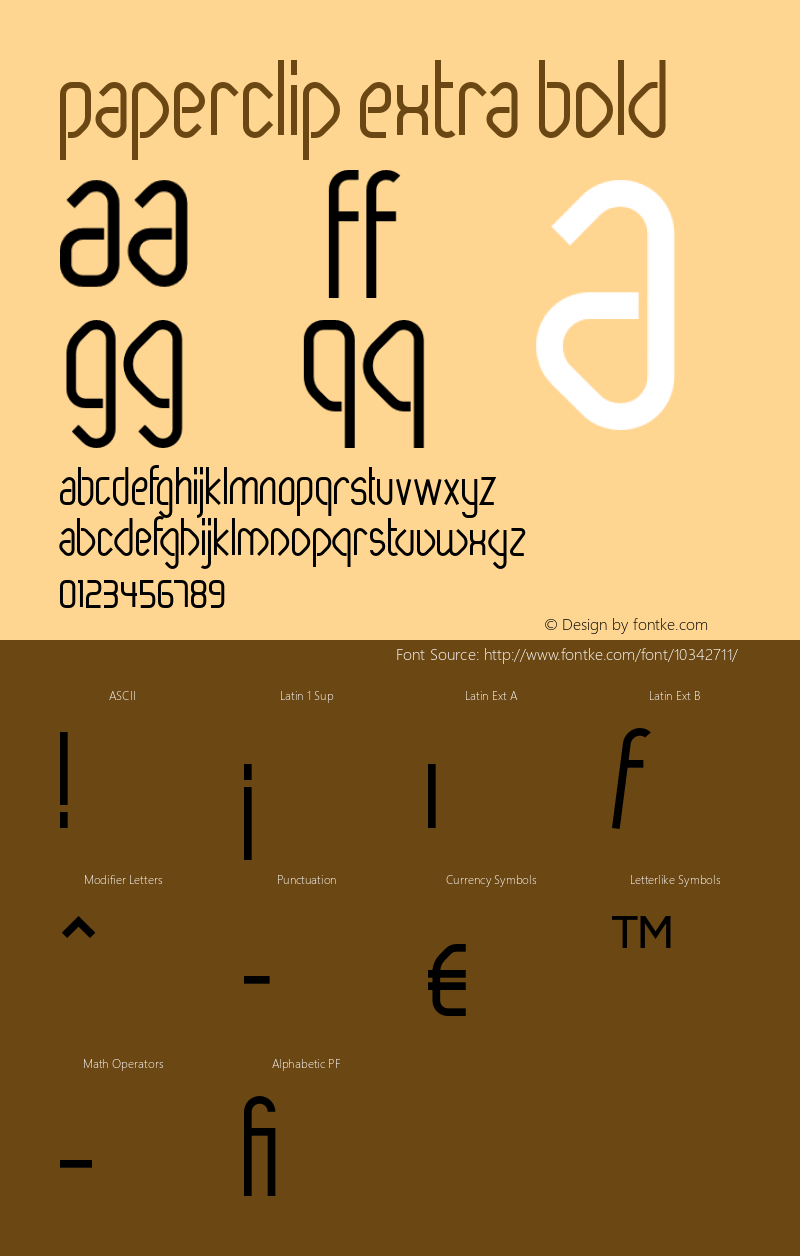 Paperclip Extra Bold Version 1.003 Font Sample