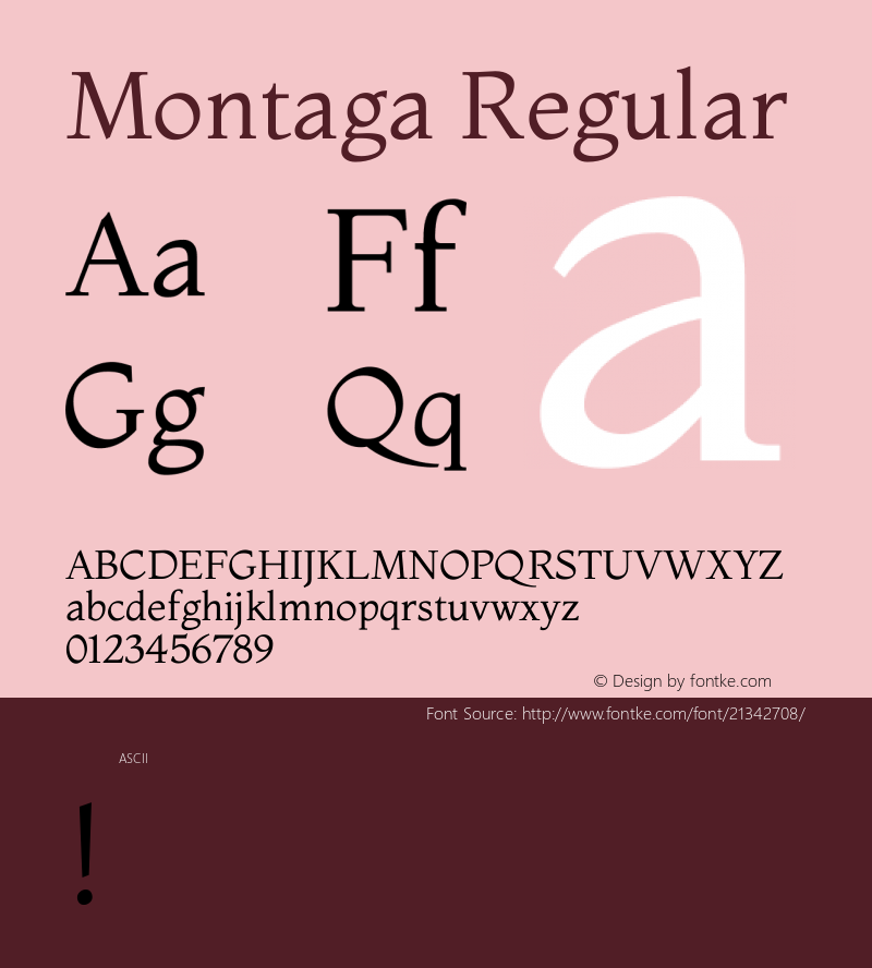 Montaga Version 1.0 Font Sample