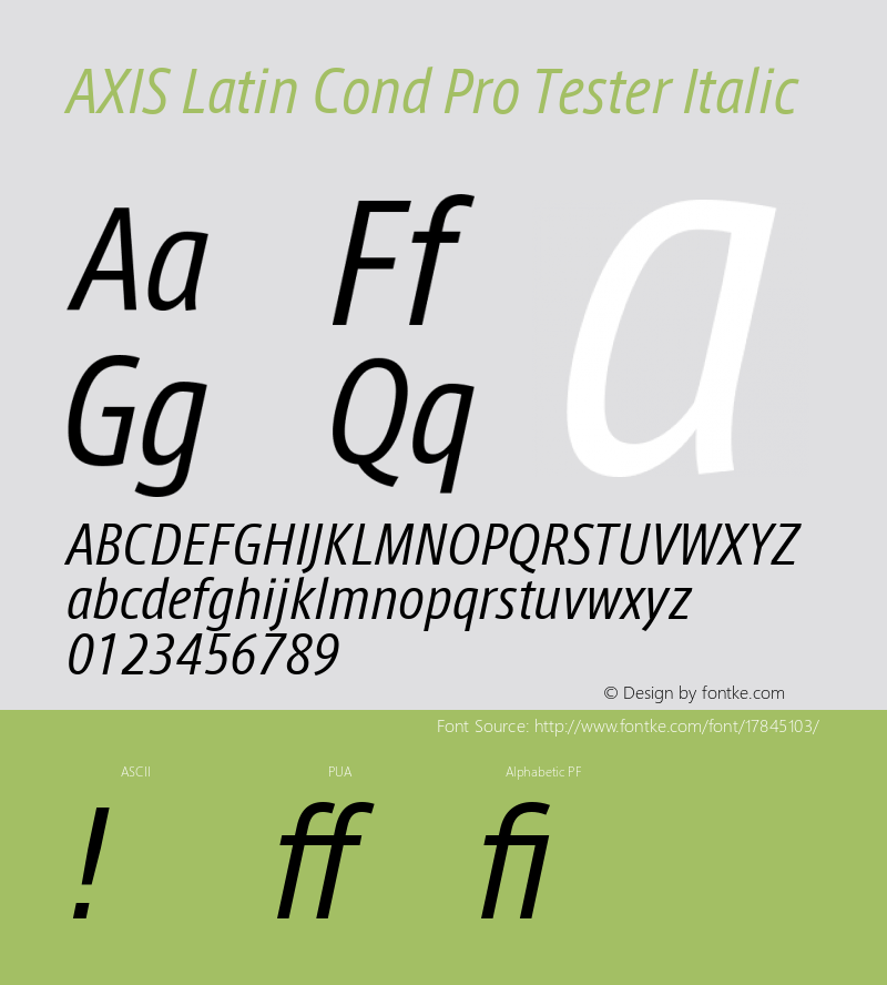 AXIS Latin Cond Pro Tester Italic Version 1.101;PS 1.000;Core 1.0.38;makeotf.lib1.6.5960; TT 0.93 Font Sample