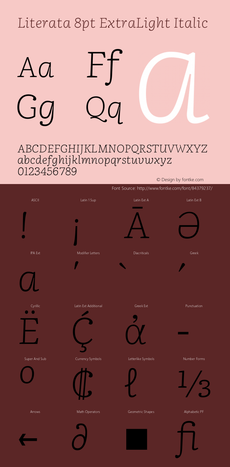 Literata 8pt ExtraLight Italic Version 3.002 Font Sample