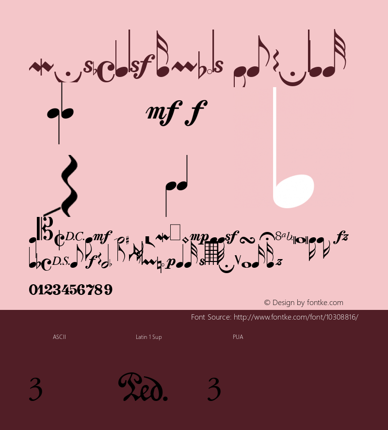 MusicalSymbols Regular v1.0c Font Sample