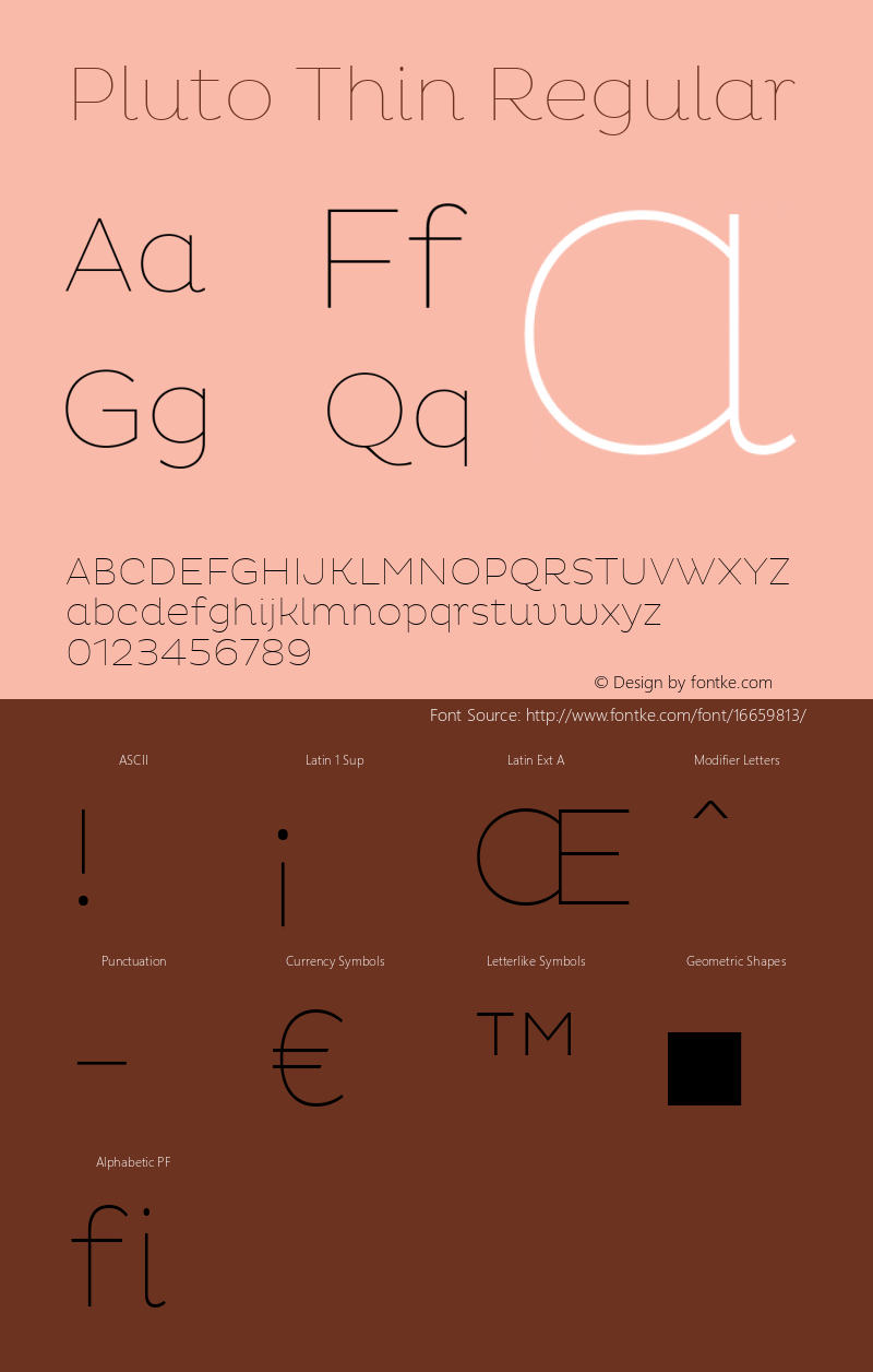 Pluto Thin Regular Version 1.000 Font Sample